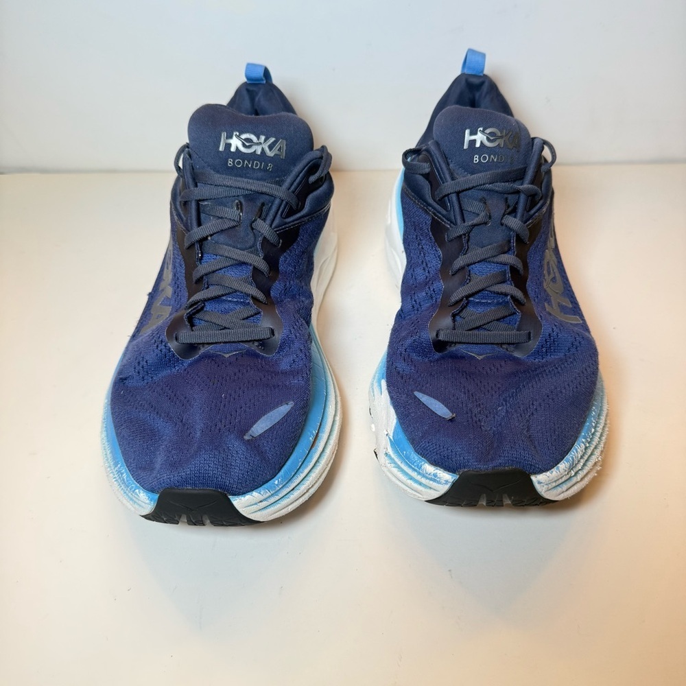 Hoka One One Bondi 8 Men's Navy and Sky Blue Athletic Shoes Size 11 2E - Picture 5 of 7